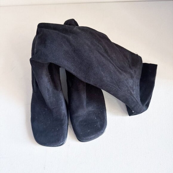 Vintage Franco Sarto Black Sock Pull on Square Toe Boot Heels 8M - Picture 9 of 15